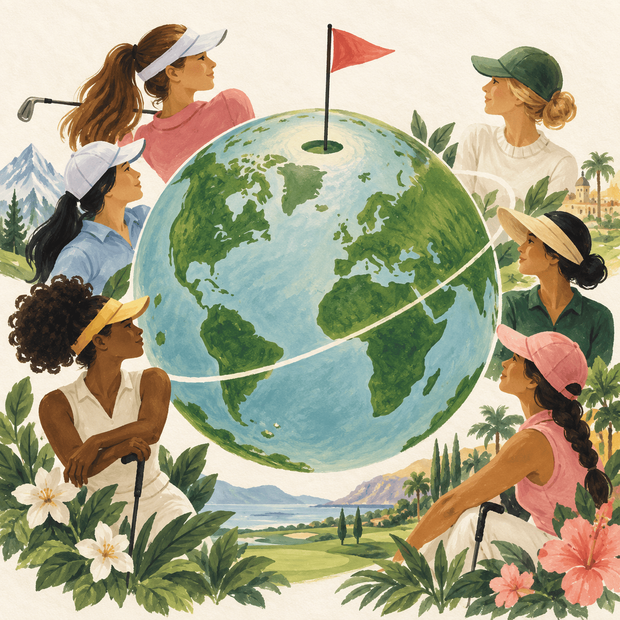 AI illustration: A worldwide golf community