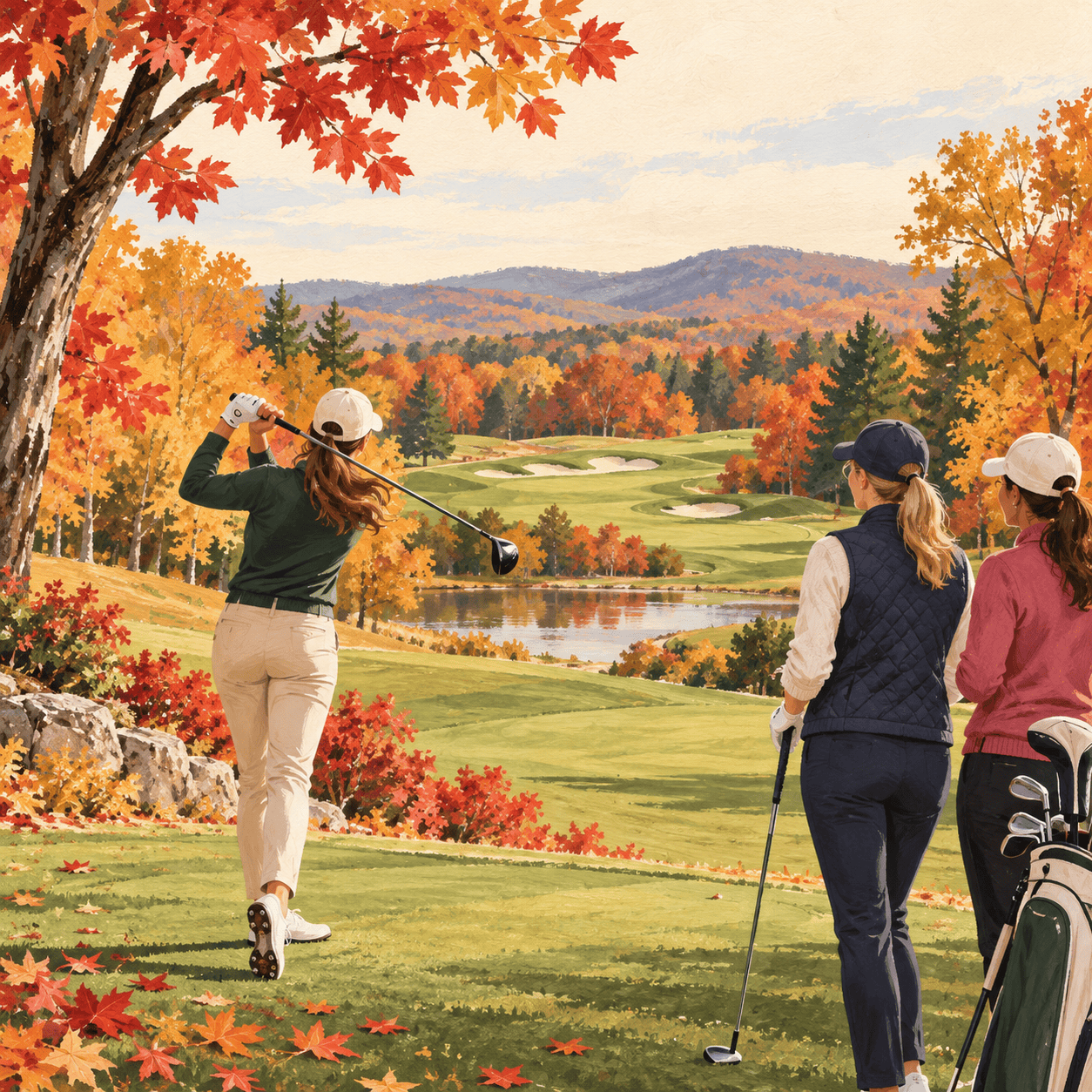 AI illustration: Autumn golf landscape