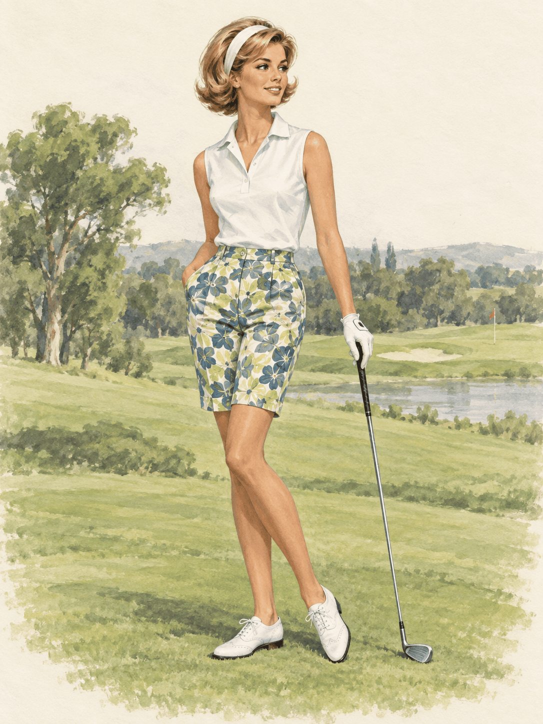 AI illustration of women’s golf clothing inspired by 1966
