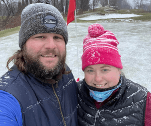 Image accompanying Post Nine: Two hardy souls.. real troppers!????☃️❄️⛳️